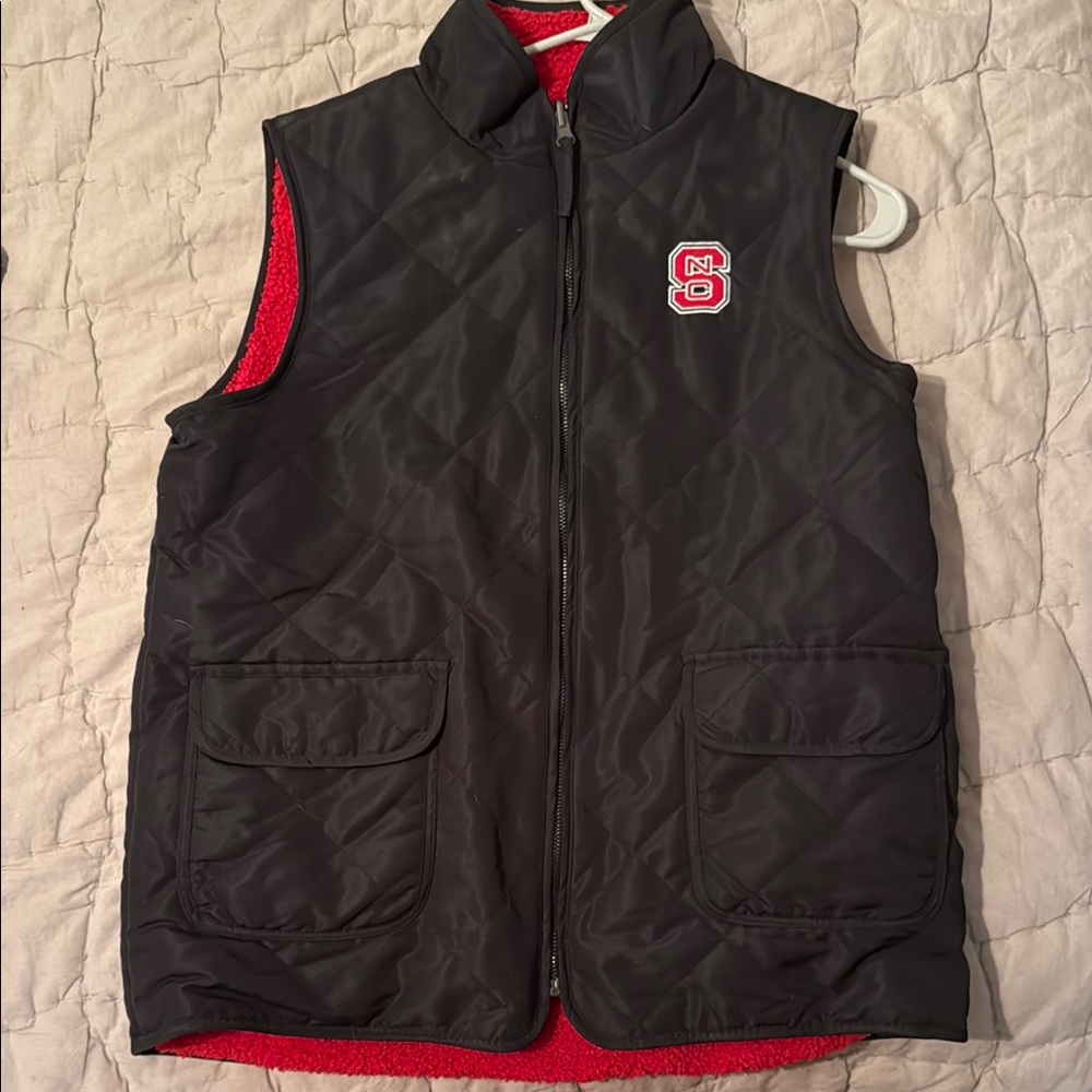 Colosseum Black and Red Quilted Vest with High Collar